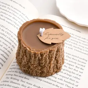French Tree Stump Scented Candle Gift Box, Coffee Color Forest Style, Ideal for Bedroom, Living Room, Party, Wedding, Perfect Holiday Gift
