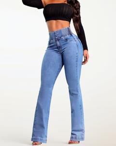 【Fallfreshness】2025 Elastic Waist High Waist Stretch Tights Slightly Flared Hip Lift Denim Trousers flared jeans Wide Leg Jeans,summerwins,summeroutfits,vacationoutfits,beachoutfits
