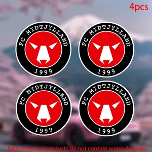 4pcs-FC Midtjylland Sticker-car stickers for doors, windows, laptops, luggage, furniture and bumpers-durable adhesive vinyl material