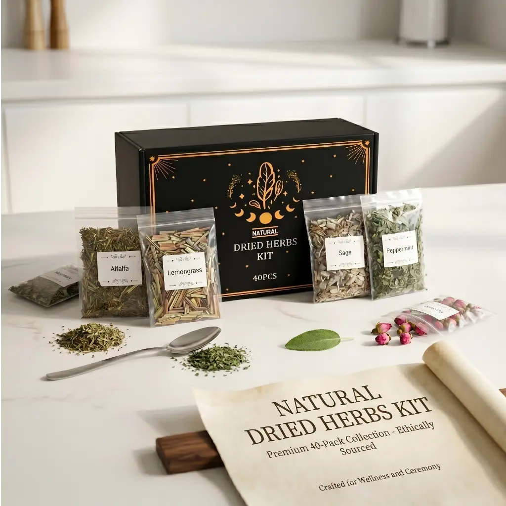 40-Pack Premium Organic Dried Herbs Apothecary Set - Witchcraft & Rituals Use, Aroma Freshener, Spiritual Wellness