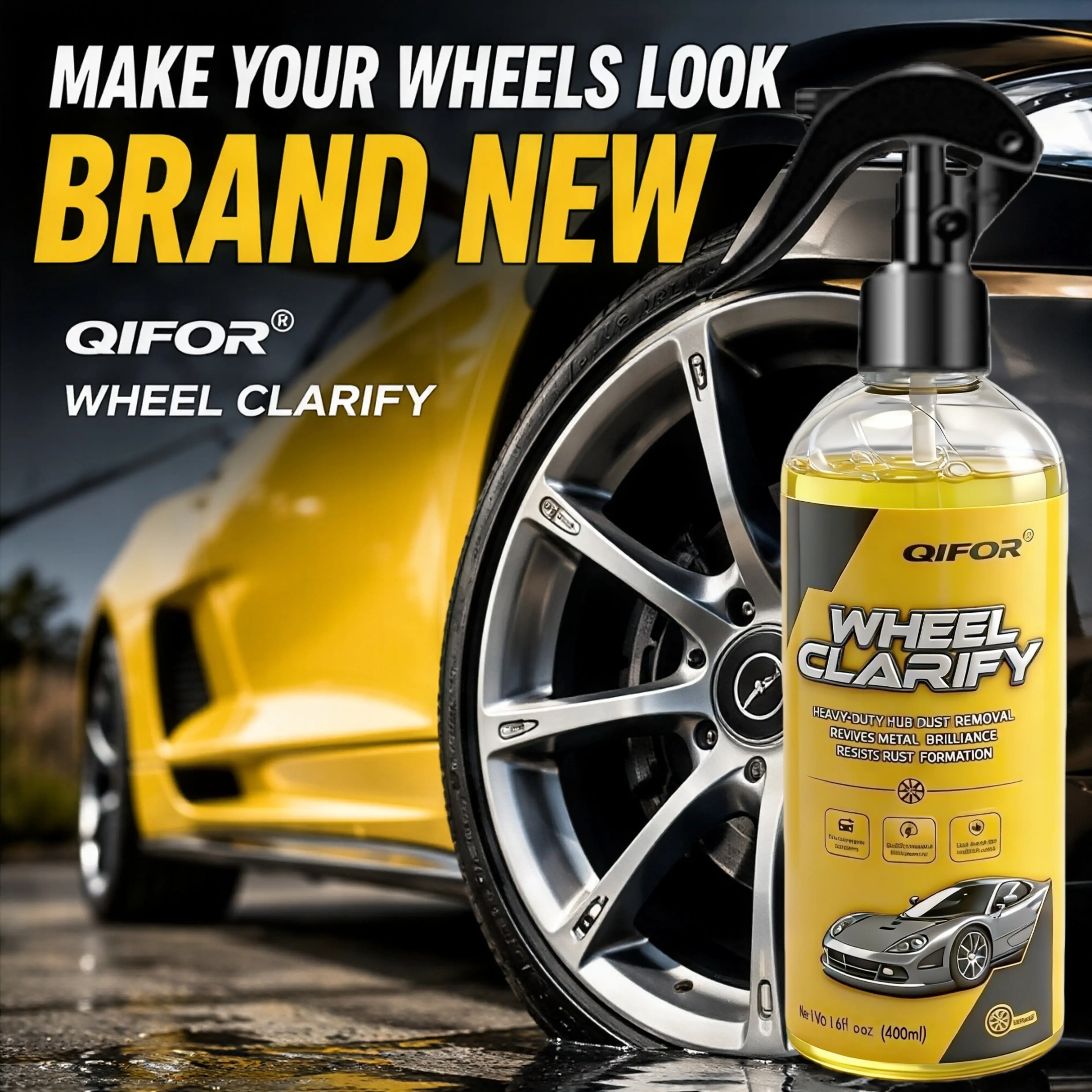 QIFOR Automotive Rust Remover Spray-Duty Iron Remover Spray - Fast-Acting Rust & Iron Converter, Safe for All Automotive Paints, Wheel Rim, Motorcycles, RV, Boat, Restores Metal Surfaces