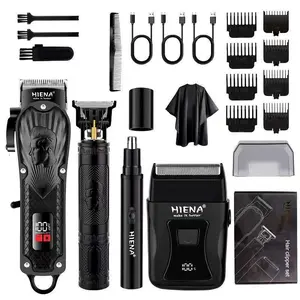 4-piece men's electric hair clipper set contains electric hair clippers, carving scissors, nose hair clippers, razors, men's beauty suits, cordless portable USB rechargeable cloth comb perfect gift for men Hair Clipper Kit Cordless Hair Trimmer
