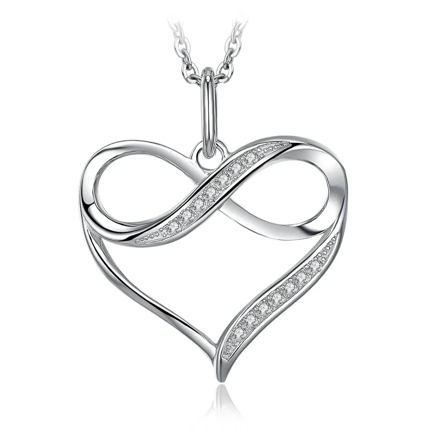 Infinity Heart Necklace for Women – Silver Plated Love Pendant Gift Jewelry