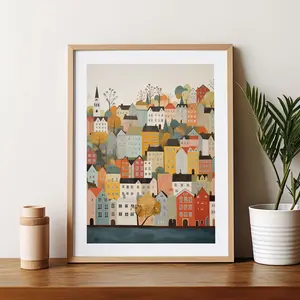 Bergen Scandinavian Decor Art Norway Wall Travel Print Poster Housewarming Gift