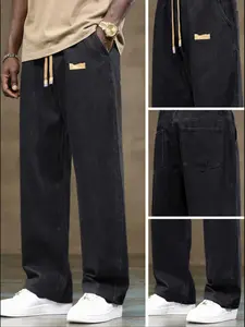 Men's Regular Fit Solid Color Straight Leg Jeans, Casual Comfy Denim Trousers for Daily Wear, Fashion Men's Bottoms for All Seasons