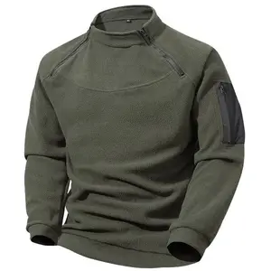 Tactical Mens Sweatshirt Fleece Lined with Arm Pockets Double Zipper Outdoor Winter Jacket Breathable Comfortable Street Fashion Solid Color Casual Coat Classic MenswearGift