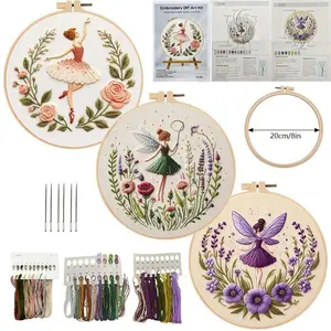 Ballet Girl Embroidery Kit for Adults Kids Beginners Hand Embroidery Starter Kit Counted Stamped Cross Stitch Needlepoint Kit