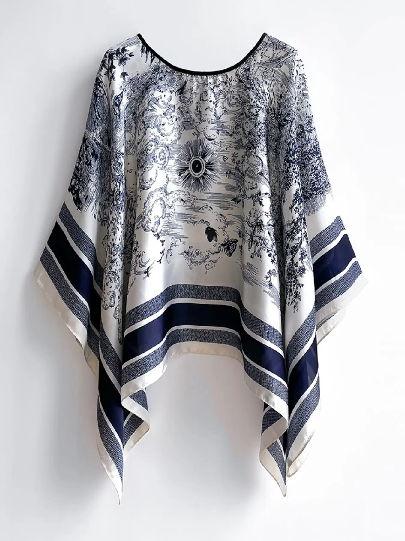 Elegant Landscape Print Shawl, Lightweight Silk Scarf for Daily Wear, Summer Scarf, Casual Fitted Design, All Seasons Accessory, Decorative Scarf, Polyester Shawl, Shawl for Dress