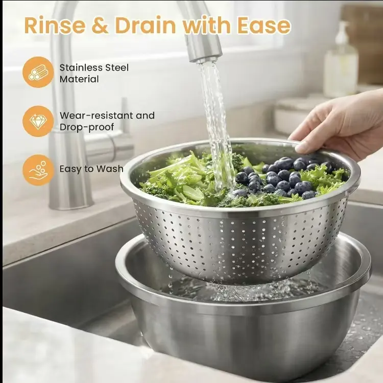 Clearance Sale] 3-in-1 Stainless Steel Grater & Colander Meal Prep Bowl Set