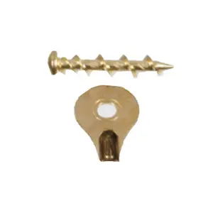 Hillman Fasteners 122367 Wall Dog- Brass- Hanger- Screw & Anchor In One- 10 Pack