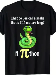 Funny Pi Day Puns Python Math Teacher Jokes T-Shirt |   Casual Short Sleeve, Comfortable Fit, Crew Neck, All-Season Wear |   Playful Graphic Tee for Men and Women