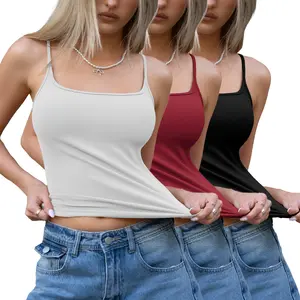 FAIABLE Women’s Tank Tops 3 Pack, Adjustable Spaghetti Strap Camisole Tops, Slim Fit Layering Cami Sleeveless