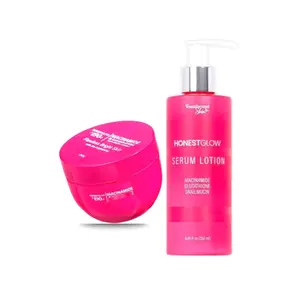 HONESTGLOW Daily Care Bundle – Serum Lotion SPF 50 PA++ (250g) + 190 Niacinamide Cream with Alpha Arbutin & Vitamin E (250g)