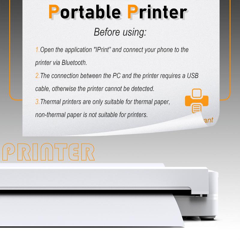 Portable A4 Thermal Printer Wireless Connectivity Rechargeable for A4 A5 A6 Size Paper & Label Paper Ideal for Work Travel Home