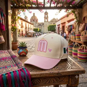 Pink Mexico Baseball Hat with Heart & Flag Embroidery Vintage Style Cap All Seasons Adjustable Snapback for Stylish Outfits