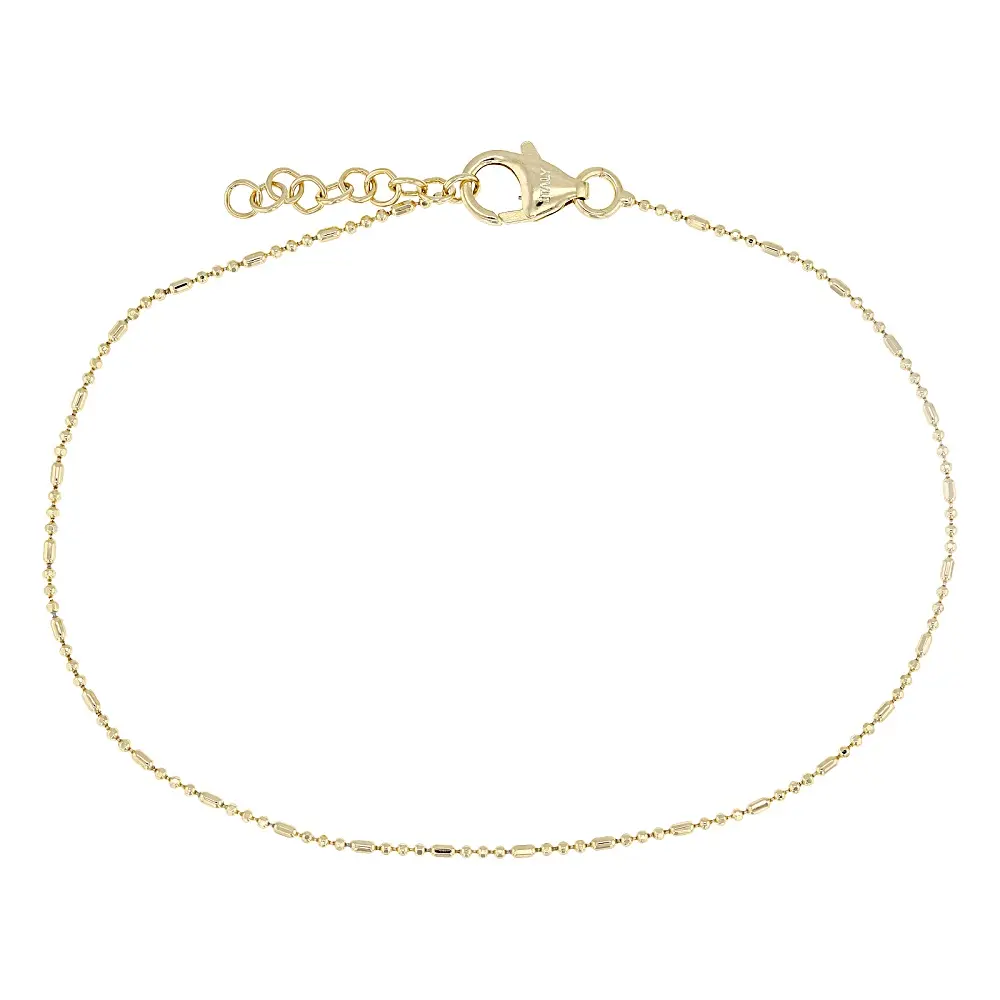 JTV 18k Yellow Gold Over Bronze 1.25mm Bead Anklet