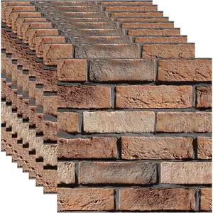 3D Wall Panels Peel and Stick - 10 Pack Brick Textured PVC Panels, Waterproof Self-Wall Tiles for,,, Bedroom & Office (Large Brown Brick)