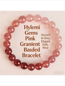 Hylemi Simulated Strawberry Quartz Bracelet, Pink Faux Crystal Beaded Jewelry