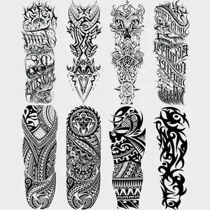 8 Sheets Full Arm Temporary Tattoo Stickers, Fake Tattoo, Realistic Tribal Totem Design, Waterproof Long-Lasting, Perfect for Daily Use and Parties