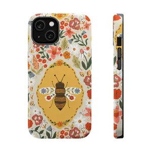 Boho Bee Phone Case Mag Safe Compatible Magnetic Tough Cases
