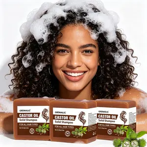 3pcs Castor Oil Solid Shampoo Bar, On-The-Go Hair Care, for Air Travel, Camping, Daily Use, Reduces Breakage, Adds Smoothness