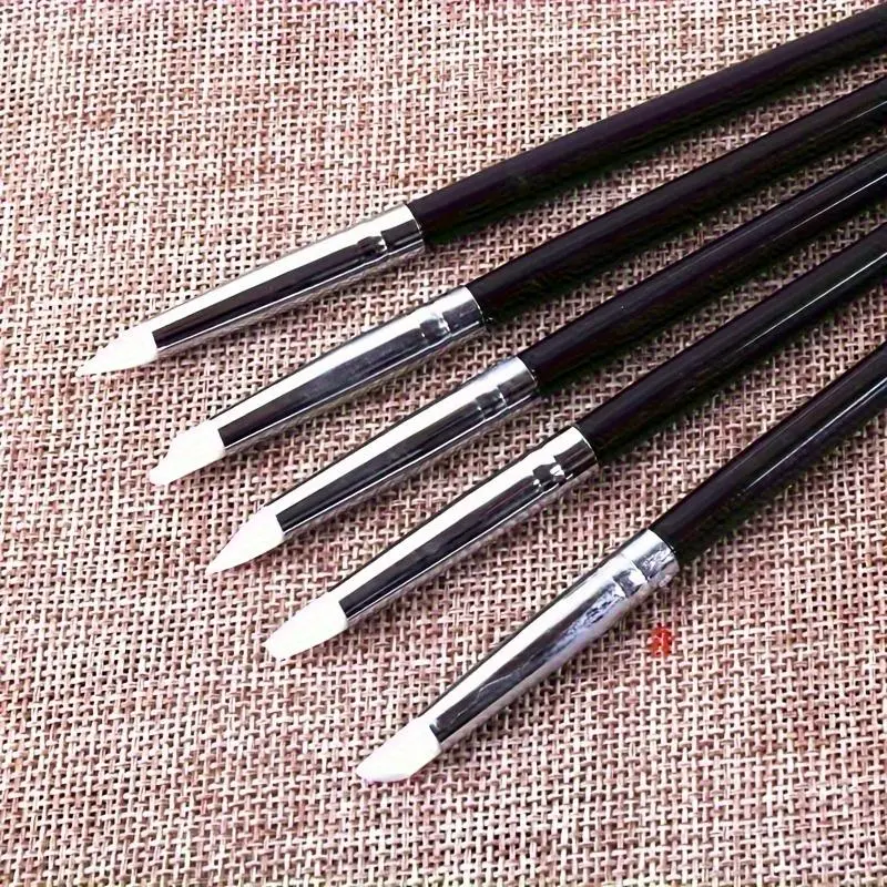 Set of 5 Silicone Rubber Tip Paint Brushes - Durable, Flexible, and Unscented Art Supplies for Watercolor, Oil Painting, and Crafts - Perfect for Polymer Clay Sculpting, Modeling, and DIY Projects
