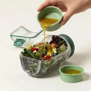 Salad Mason Jars 32oz with Leakproof Lids & Side Openings – BPA-Free Meal Prep Containers with Dressing Cups, Stackable, Microwave/Dishwasher/Freezer Safe – Lunch, Office, Travel