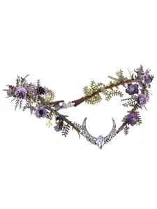 Purple woodland flower crown - Handmade moon fairy ring forest spirit headpiece, fairy flower crown, Boho. Suitable for Renaissance era wedding, ball, party, role-playing, Easter, Accessories.