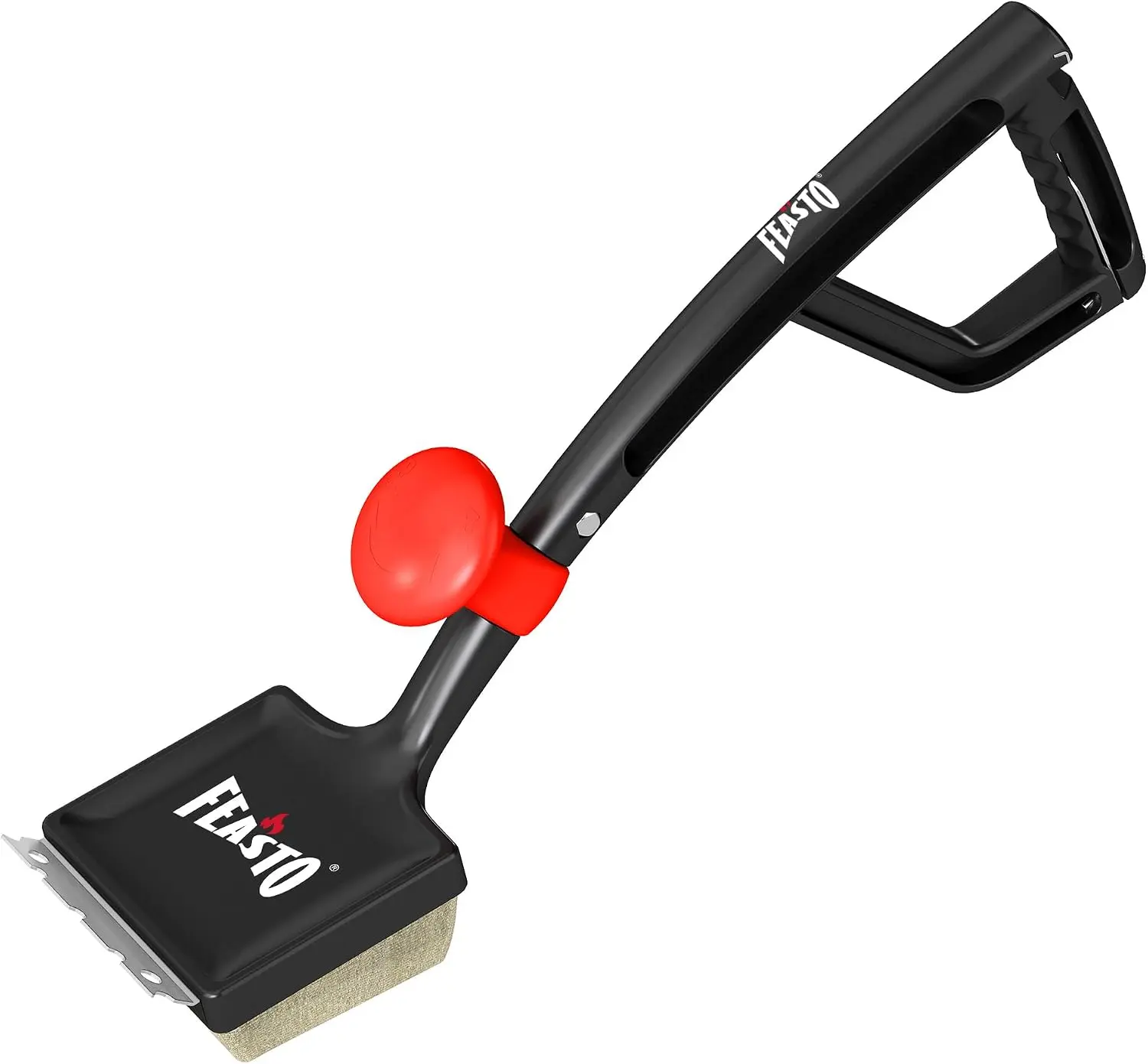 Feasto 6-in-1 Bristle-Free BBQ Grill Brush & Scraper for Grills, Griddles, Stainless Steel Scraper, Interwoven-Tech Thermal-Sensitive Sponge, 360° Rotating Knob, Bottle Opener, Grates Hook