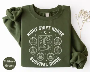 Night Shift Nurse Survival Guide Tshirt, Night Shift Nurse Sweatshirt, Funny Snarky Nurse Appreciation Gift