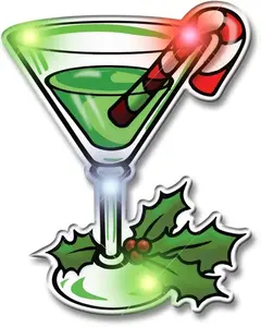 Set of 5 Light Up Christmas Martini Flashing Blinking LED Body Light Lapel Pins