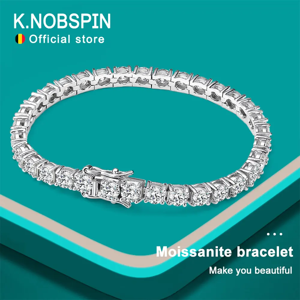 Moissanite Tennis Bracelet Original s925 Sterling Silver Plated 18k White Gold with GRA Bracelets for Women Man