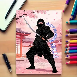 Cherry Blossom Ninja Story Coloring Book, 24 Sheets, Thick Paper, Adult Relaxation, Holiday Decor, Creative Fun, Art Illustrations