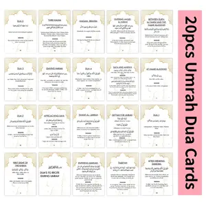 20pcs Umrah Dua Cards With Arabic English Bilingual Translation, Islamic Duwa Reminder Cards, Islamic Prayer Cards for Adults, Ideal Gift, Eid Mubarak Gift, Umrah Mubarak Gift