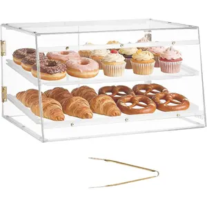 VEVOR Bakery Display Case, 4 - Tier Commercial Countertop Pastry Display Case, Clear Acrylic Bread Box for Kitchen, Party Cake Cabinet with Magnetic Rear Door for Cookie Dessert Donut, 20.9x17.1x16.3VEVOR Super Brand Day