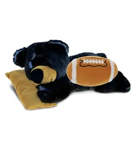 DOLLIBU Super Soft Polyester Stuffed Black Bear Toy with Pillow and Football Plush, Ideal Customized Gift for Kids, Customized Gifts