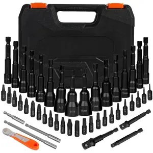 ratchet 47pcs/set Magnetic Nut Driver And Screwdriver Bits Set, SAE (1/4" To 9/16") And Metric (6-14mm), 1/4" Hex Shank Strong Magnetic Nut Driver, Good Choice For Daily Use And Gift Giving. Alloy Steel Torx bit and Socket set Versatile Stainless