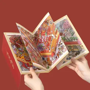 18pcs/pack Ancient Style Accordion Sticker Book, Sticker Album, 3D Scene Journal Accessories, Scroll-Style Collage, DIY Creative Stationery Stickers, Diary Sticker, Decorative Stickers