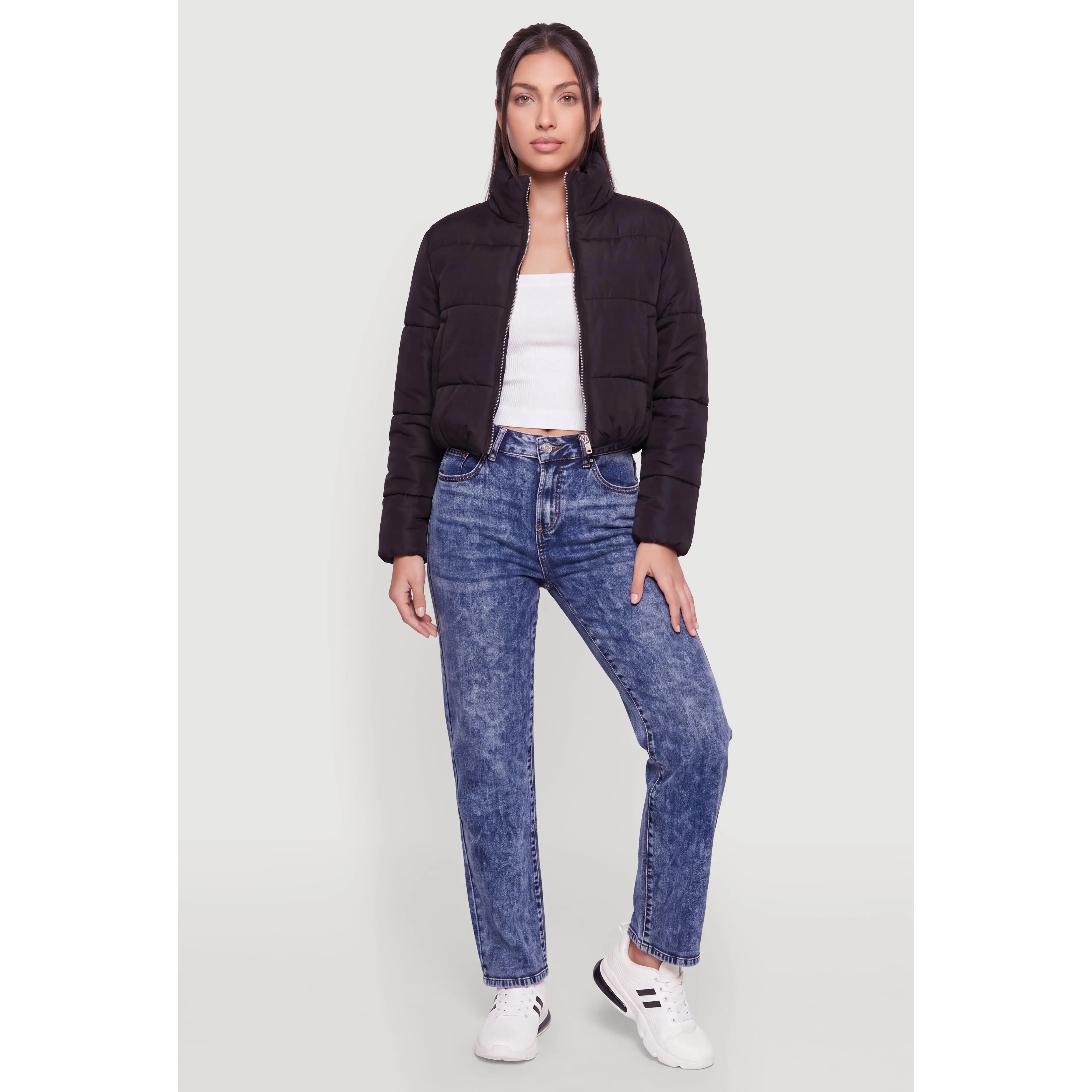 Zip Up Cropped Puffer Jacket