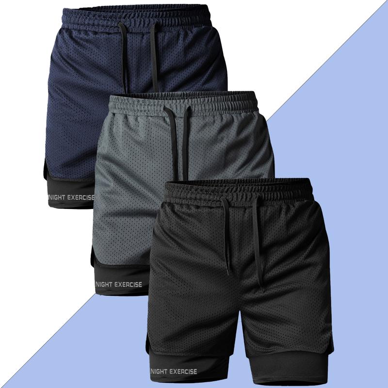 Men’s Summer New Outdoor Sports Shorts, Pack of 3 — Fitness, Running, Basketball, Thigh-Length