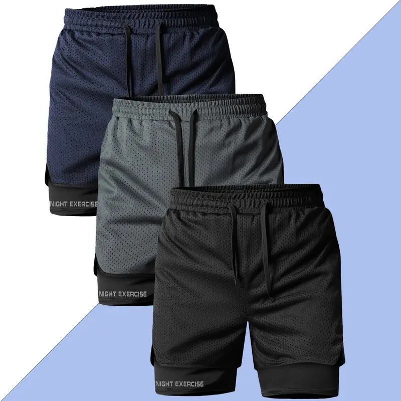Men’s Summer New Outdoor Sports Shorts, Pack of 3 — Fitness, Running, Basketball, Thigh-Length