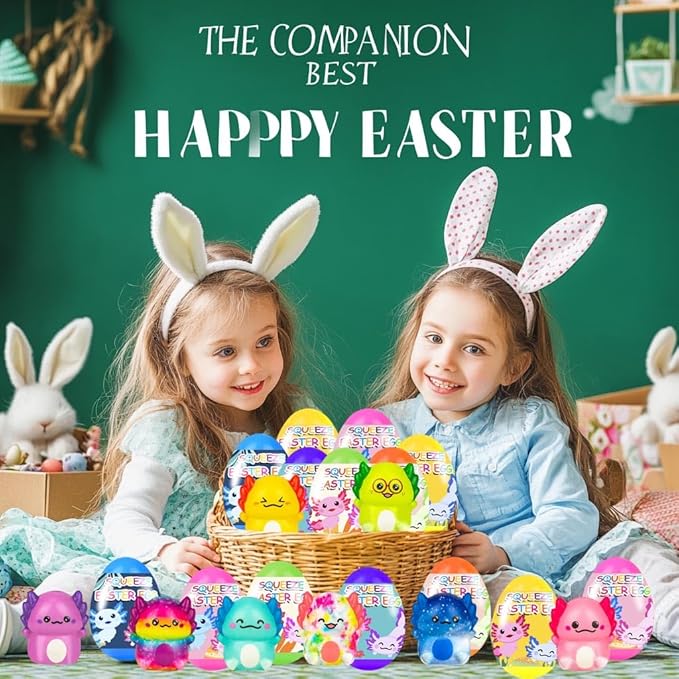 24 Pack Prefilled Easter Eggs with Slow Rising Squishy Toys – Easter Basket Stuffers & Egg Hunt Fillers for Kids Boys Girls – Easter Toys Party Favors