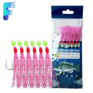 6 Hooks Saltwater Sabiki Rigs 6 String Hooks Flasher Mackerel Feather Fishing Bait Rigs Sea Fishing Lures Mackerel Fishing Hook Set