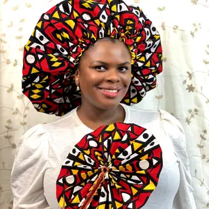 2XL Kente Silk Lined African Print Bonnet