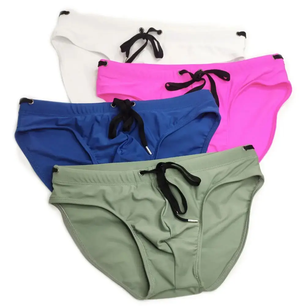 Men's Swim Brief Sexy Low Rise Solid Beach Swimming Trunks Sexy Swimsuit Man Panties Bathing Thong Surf Shorts Push Up Underpants