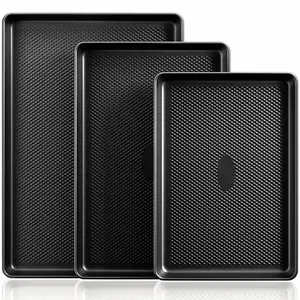 Diamond Texture Baking Pan Set, Non-Stick Cookie Baking Pan, Heavy Duty PTFE-Free Baking Pan - 3 Sizes, Baking Utensils, Pink Kitchen Utensils Cooking