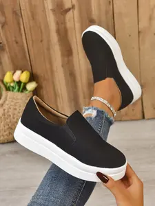 Women's Spring New Casual Round Toe Flat Thick Sole Slip-On Shoes, Walking Shoes, Simple Stylish and Comfortable for Commuting