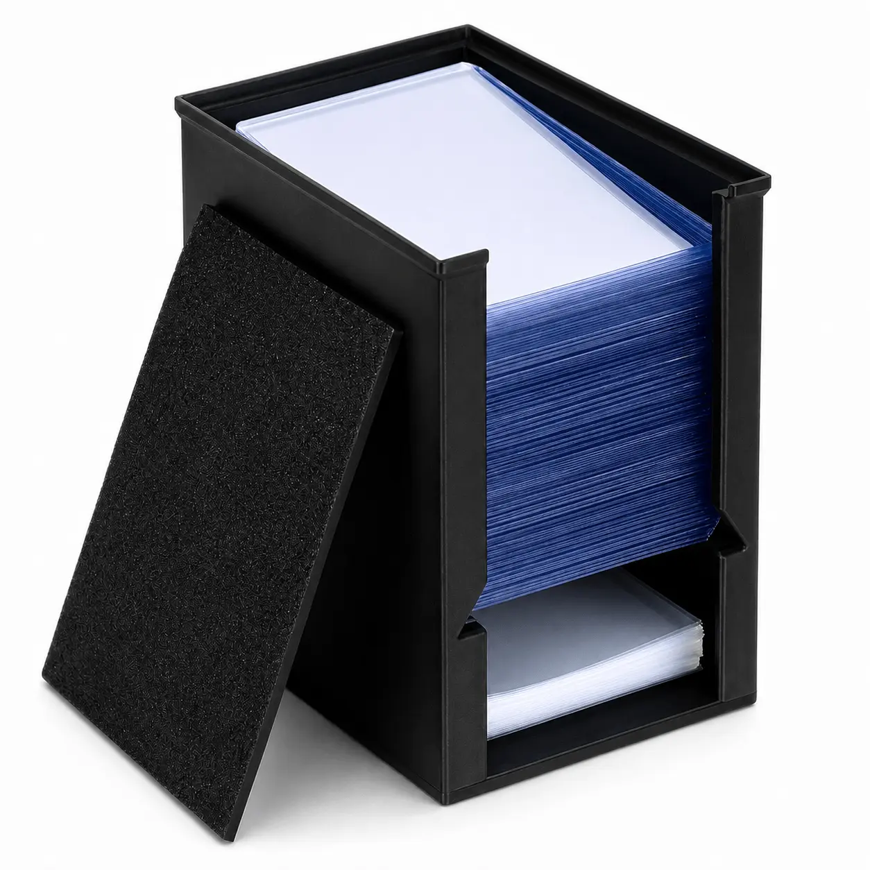 Toploader Dispenser and Penny Sleeve Holder for Trading Cards, Card Supply Organizer with Dust Cover, Stackable Card Storage Case for Collector Desk Setup, Sleeves Not Included