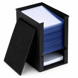 Toploader Dispenser and Penny Sleeve Holder for Trading Cards, Card Supply Organizer with Dust Cover, Stackable Card Storage Case for Collector Desk Setup, Sleeves Not Included
