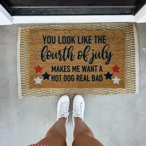 You look like the Fourth of July makes me want a hot dog real bad doormat, summer doormat, cute doormat, patriotic doormat